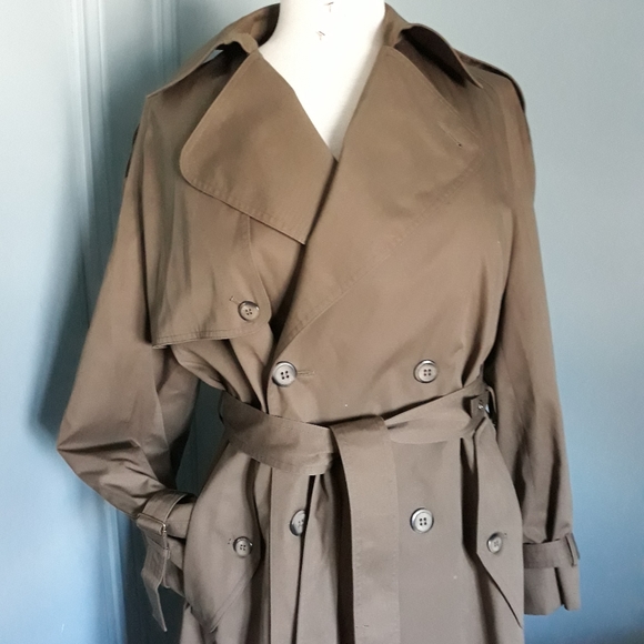 Erba 🧨Travel Harry Rosen khaki Trench Coat 38 Petit - Picture 3 of 15